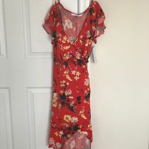 Cold shoulder wrap dress